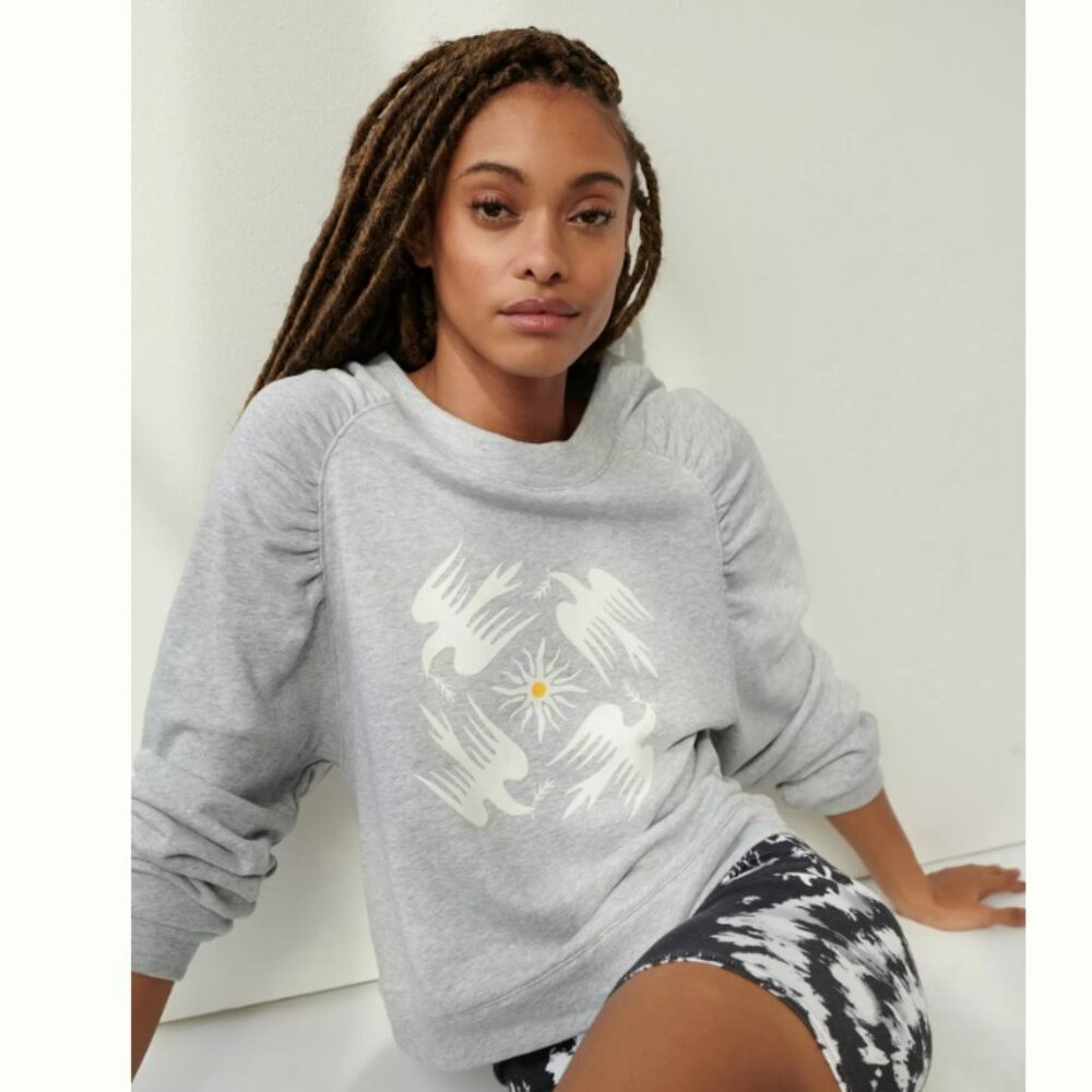 Anthropologie Jason K. Yun Doves Graphic Sweatshirt NEW